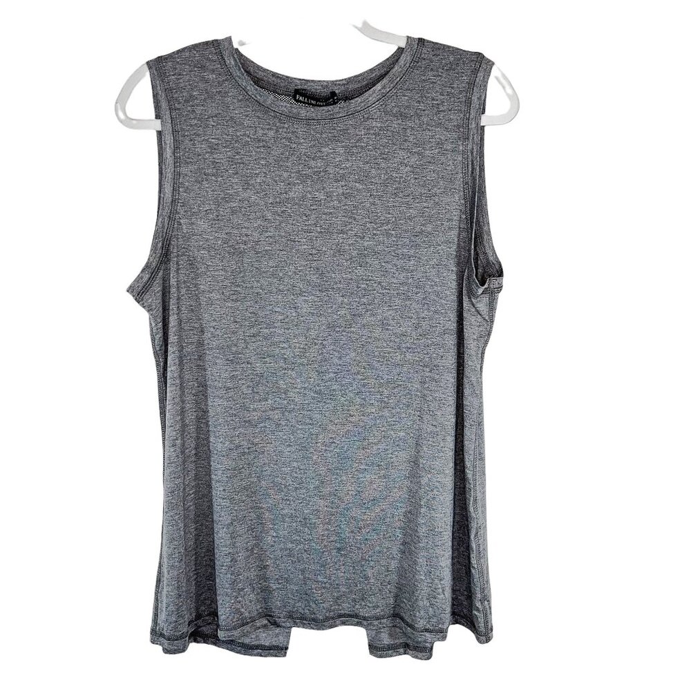 Tank Top XL Grey Womens NWT Stretch‎ V Shaped Mesh Split Back Size Extra Large